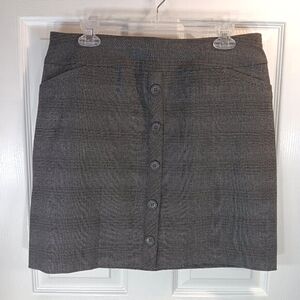 Reitmans Women's Mini Pencil Skirt Gray Tan Plaid Petite Size 12P NWOT